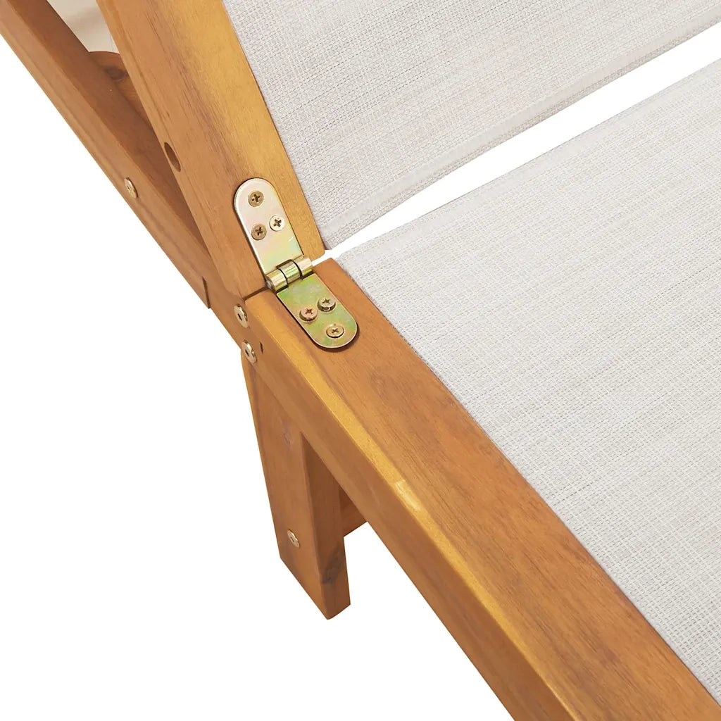 Lettino Prendisole con Tavolo Grigio Massello Acacia Textilene 4008417