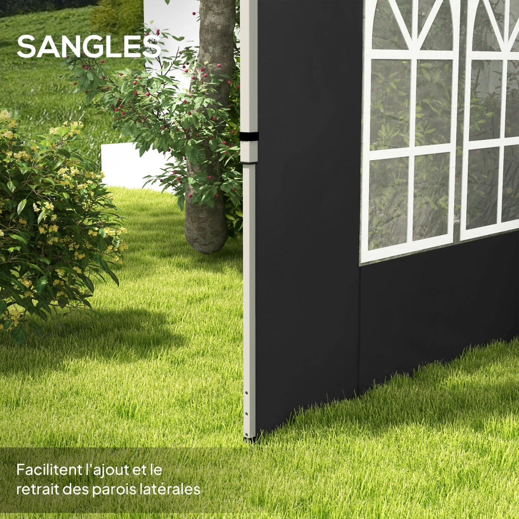Parete laterale per gazebo 3x3 m ¨C Xylo ¨C con finestra 295x195 cm nero