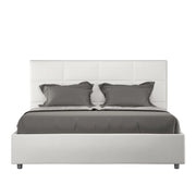 BS COM Letto matrimoniale francese senza rete imbottito 140x210 similpelle bianco