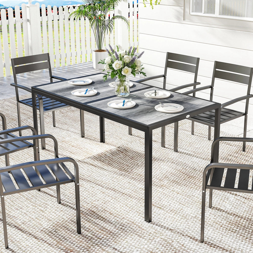 Tavolo da pranzo esterno effetto legno per 6 persone ¨C Xylo ¨C grigio 150x80x74 cm