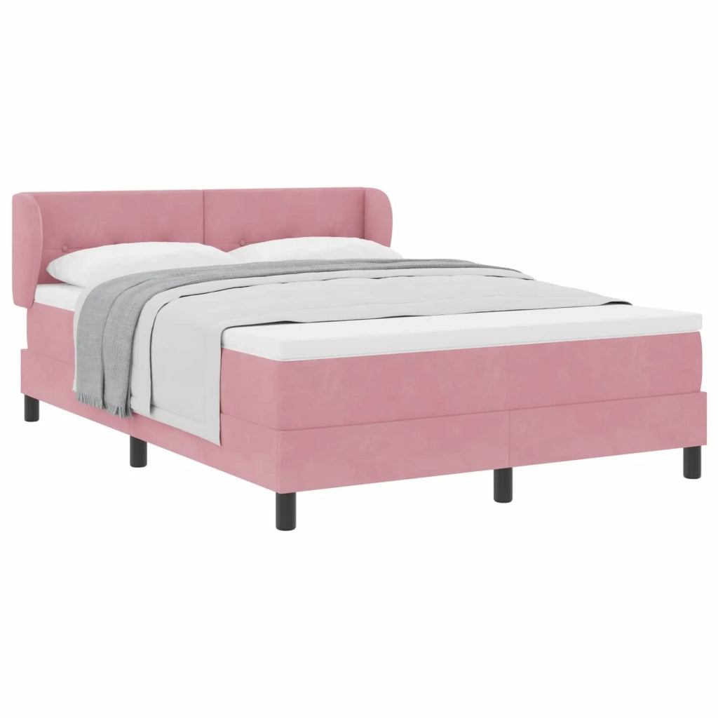 Letto a molle con testiera Rosa 140 x 200 cm Velluto 3340393