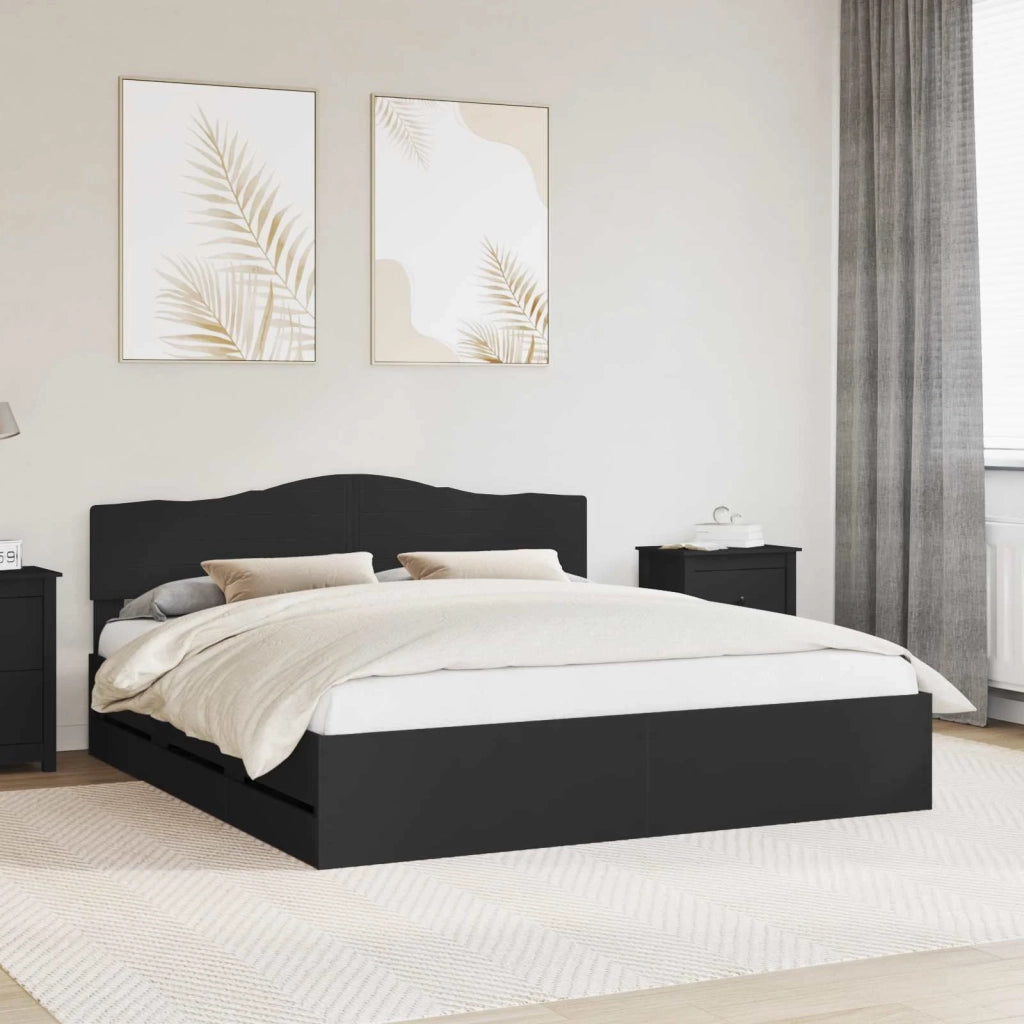 Struttura del letto Nero 200 x 200 cm Legno Ingegnerizzato 3412971