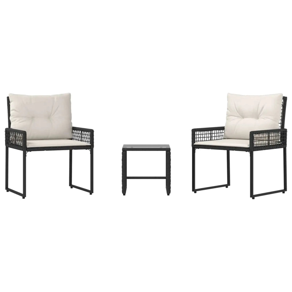 Set di Mobili da Esterno con cuscino 3 pcs Nero e Bianco 42025174