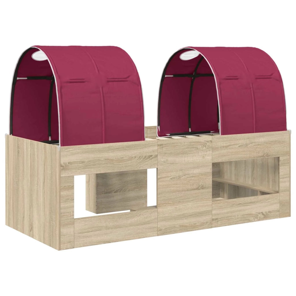 Letto con Tunnel 3 pz Sonoma e Rosso Legno ingegnerizzato 3423579