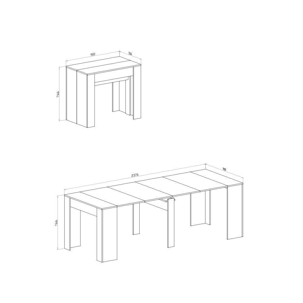 (2c) Consolle allungabile 90x51,6x76,6 cm