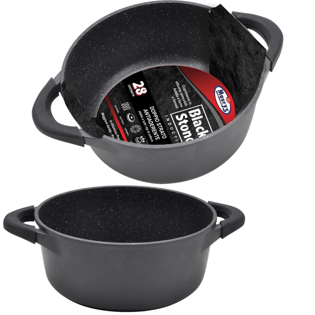MAURY'S BLACK STONE CASSERUOLA CON MANICI 28 CM