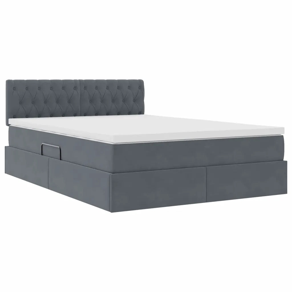 Letto con Contenitore Grigio scuro 140 x 190 cm Velluto 3370816