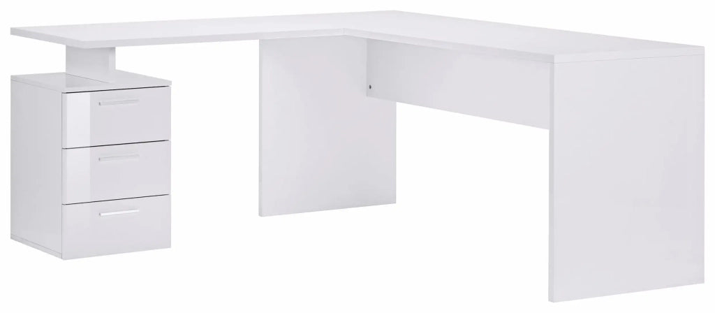 Scrivania made in Italy 160x180/60x75 bianco lucido - NEWSELINA
