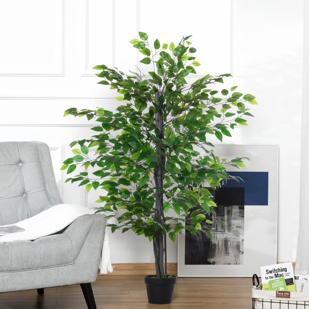 Ficus Artificiale Grande 145 cm ¨C zephmum ¨C Verde in Vaso Plastica