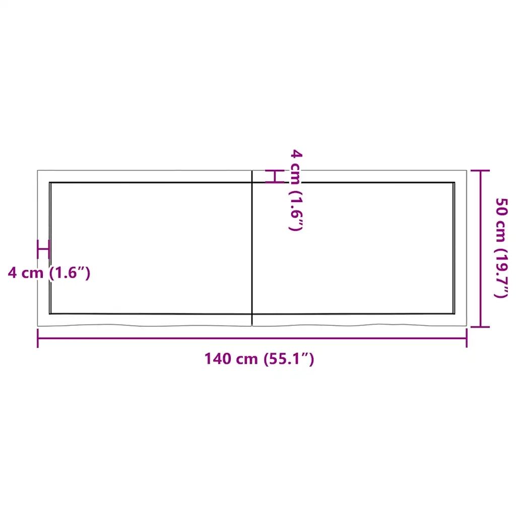 Ripiano Marrone Scuro 140x50x(2-4) cm Massello Rovere Trattato 363824
