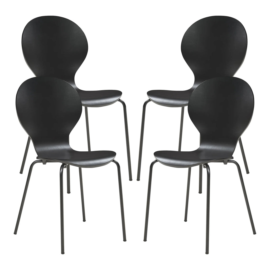 Set di 4 sedie da pranzo 85 x 48 x 50 cm design moderno robuste nere 03_0009820