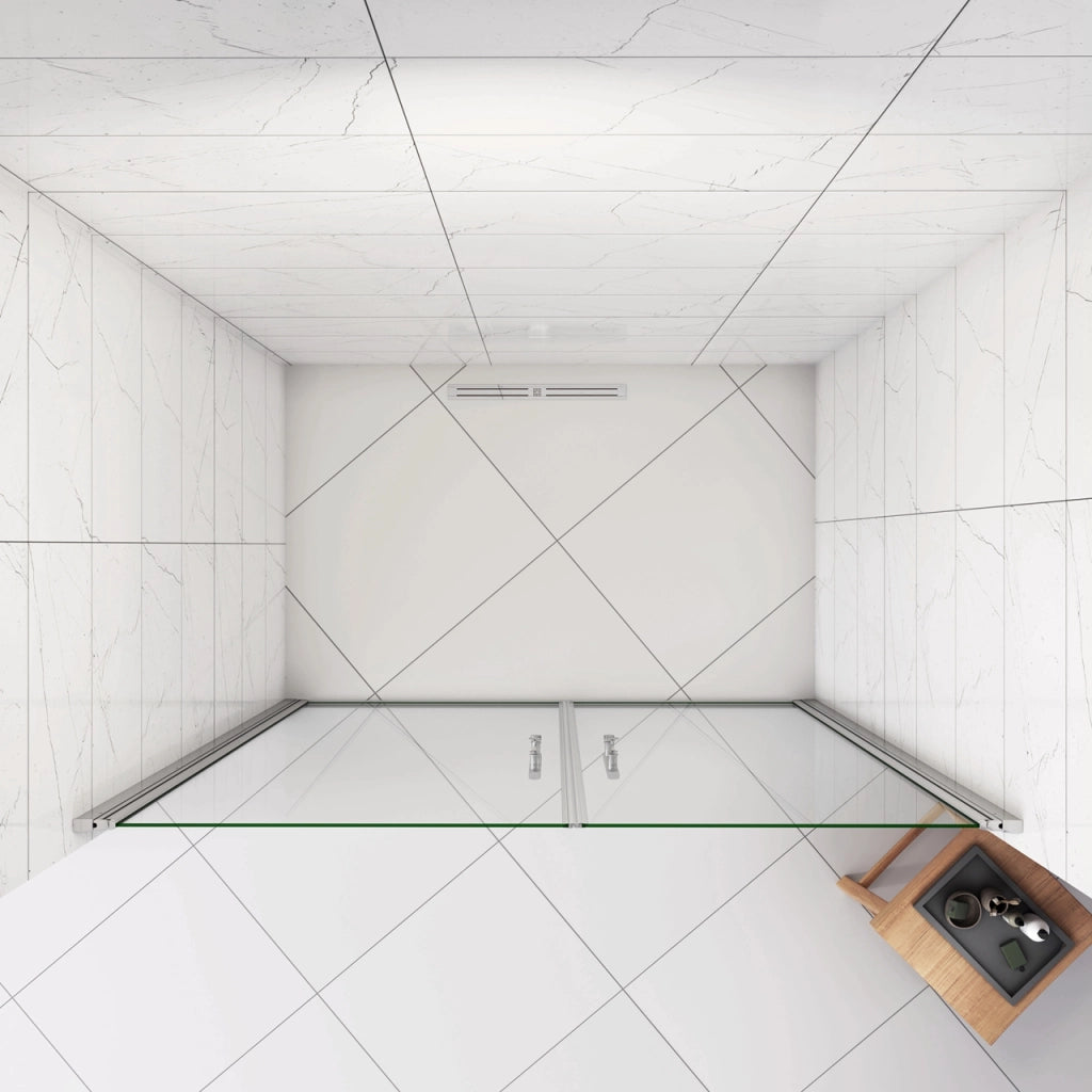 Box Doccia per Nicchia 195 cm Doppia Porta Battente Saloon Vetro Temperato 6 mm Anticalcare Larga 155 cm (70+90: 1518-1558 mm)