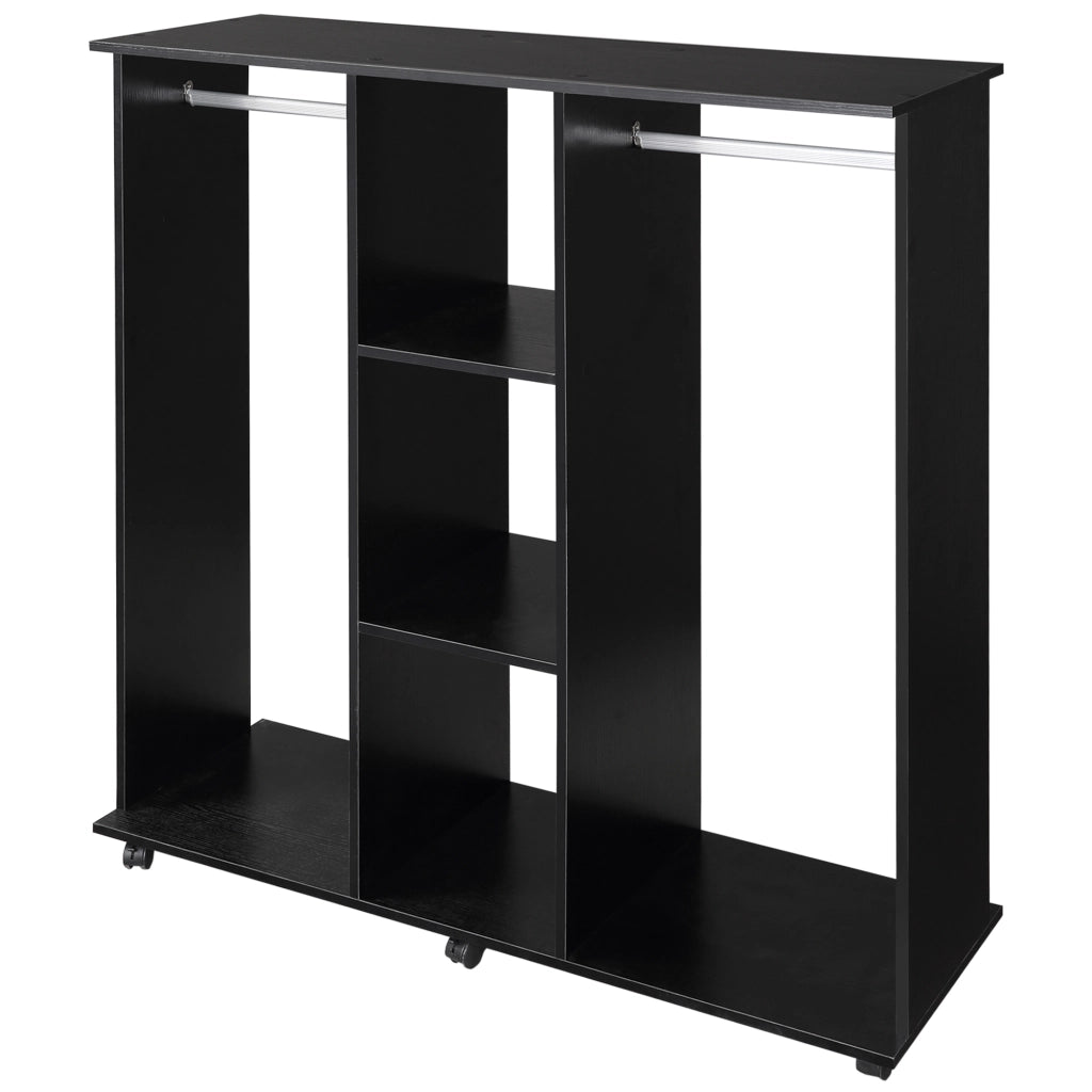 Armadio a Rullo Mobile con Appendiabiti ¨C Minimal ¨C Legno Nero 120x40x128 cm