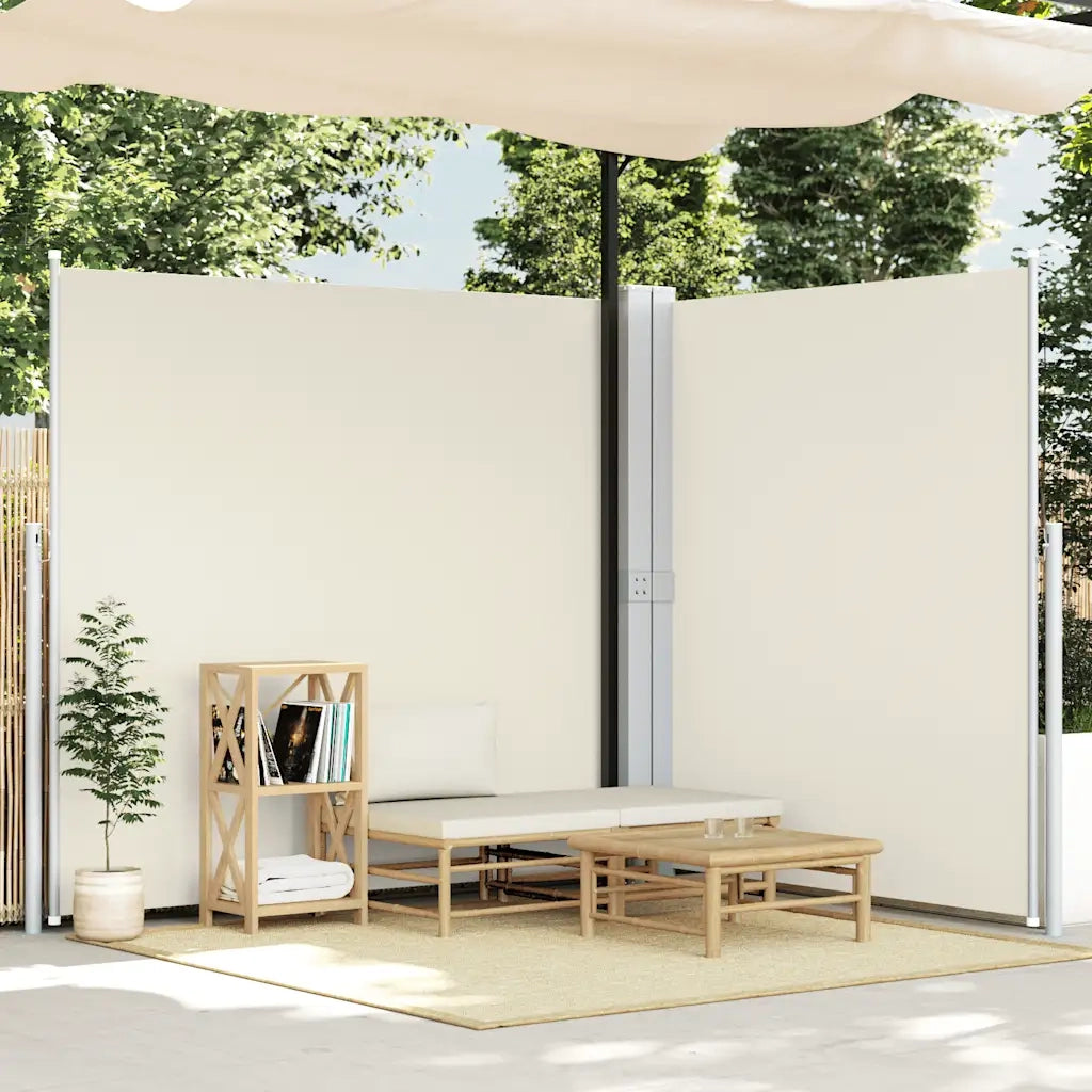 Tenda da Sole | Tenda parasole Due Lati Retrattile per Patio 170x600 cm Crema