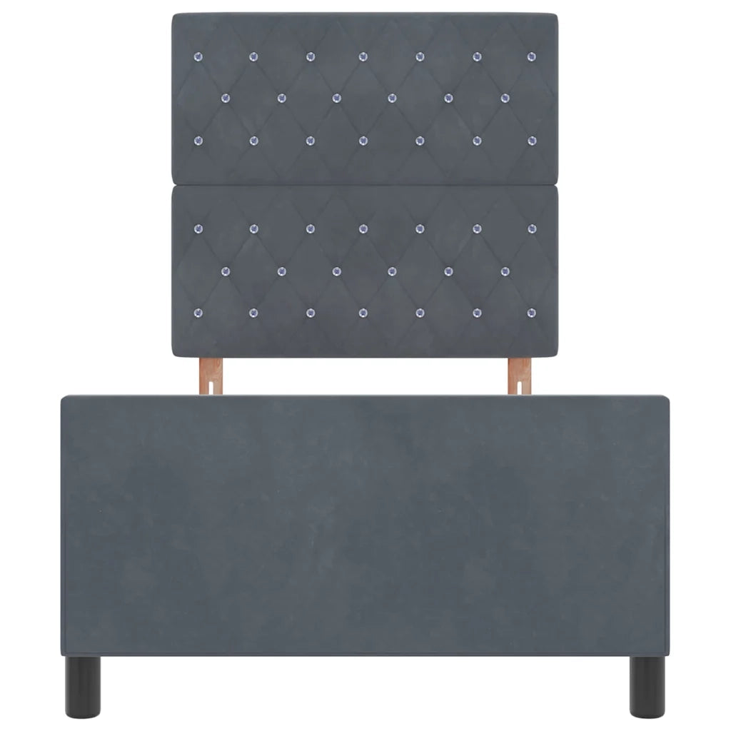 Letto a molle con testiera Grigio scuro 100 x 200 cm Velluto