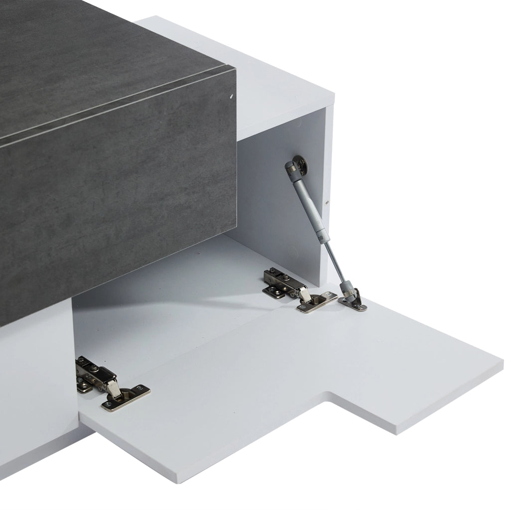 MOBILE TV con LED e ripiani in vetro 180x40x45 cm bianco e grigio