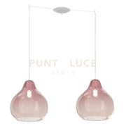 SOSPENSIONE BIANCO 2 LUCI SPOSTABILE VETRI GRANDI RUBINO 1191BI-S2 SG-RU