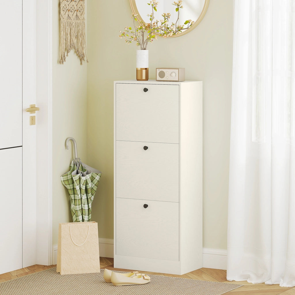 Cassettiera 3 ante con ripiani regolabili ¨C zephmum ¨C Bianco 47x28x115 cm