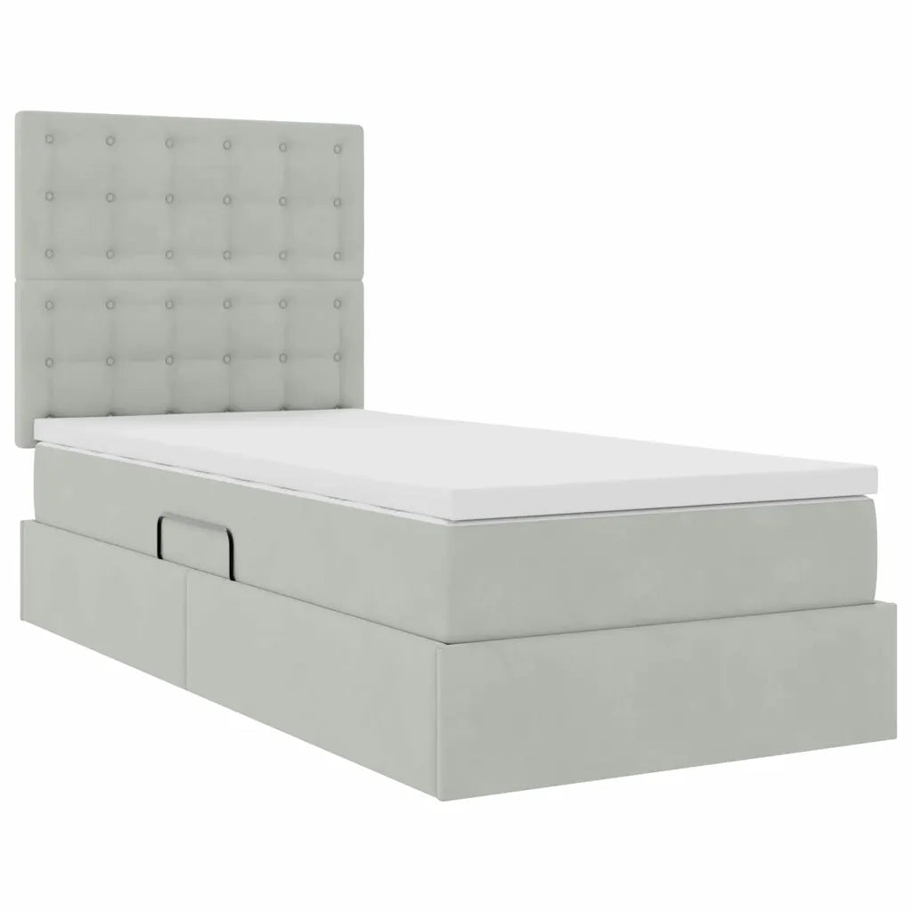 Letto con contenitore e LED Grigio chiaro 90 x 190 cm Velluto 3372753