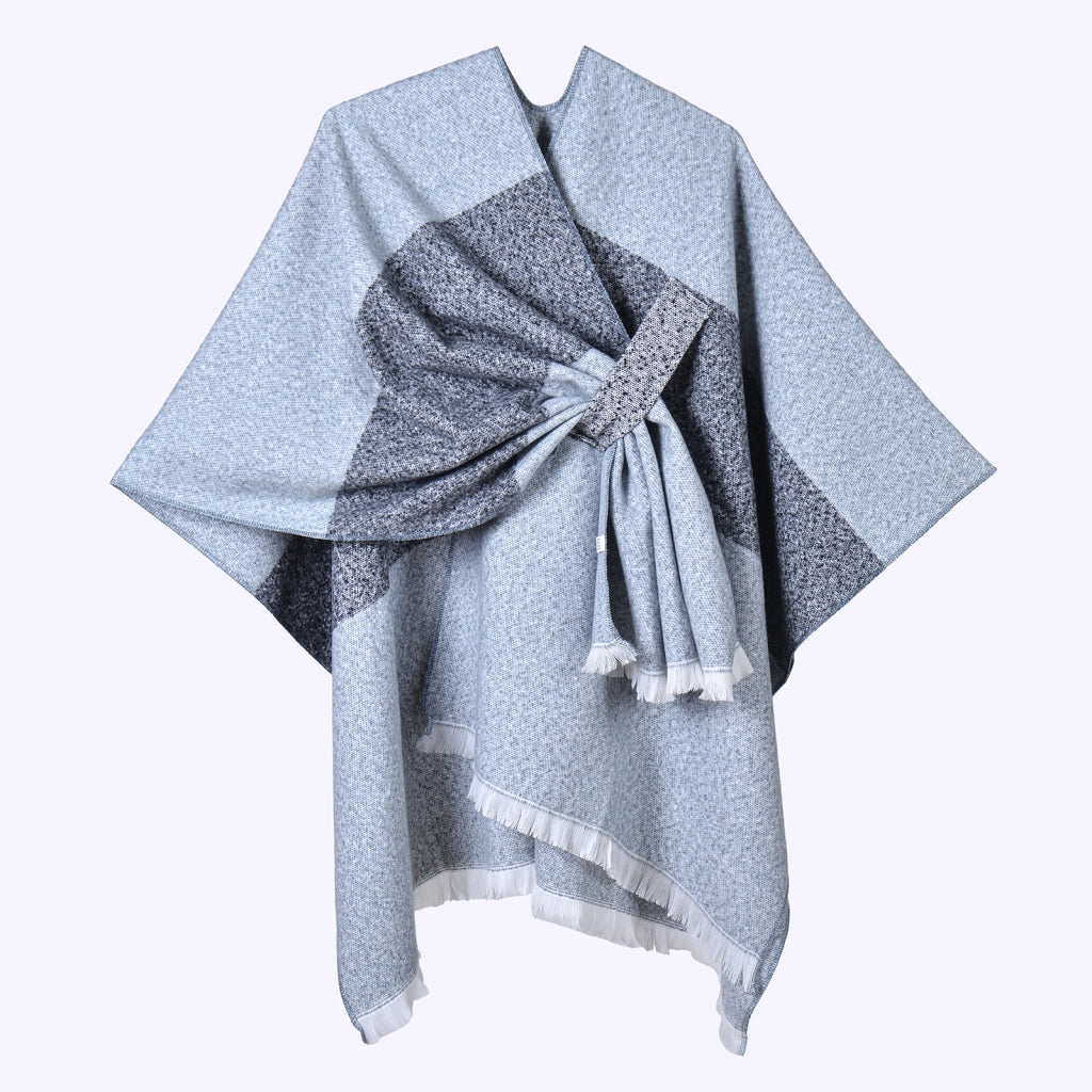 Nuovo mantello caldo da donna, semplice scialle in cashmere a tinta unita con spacco su entrambi i lati