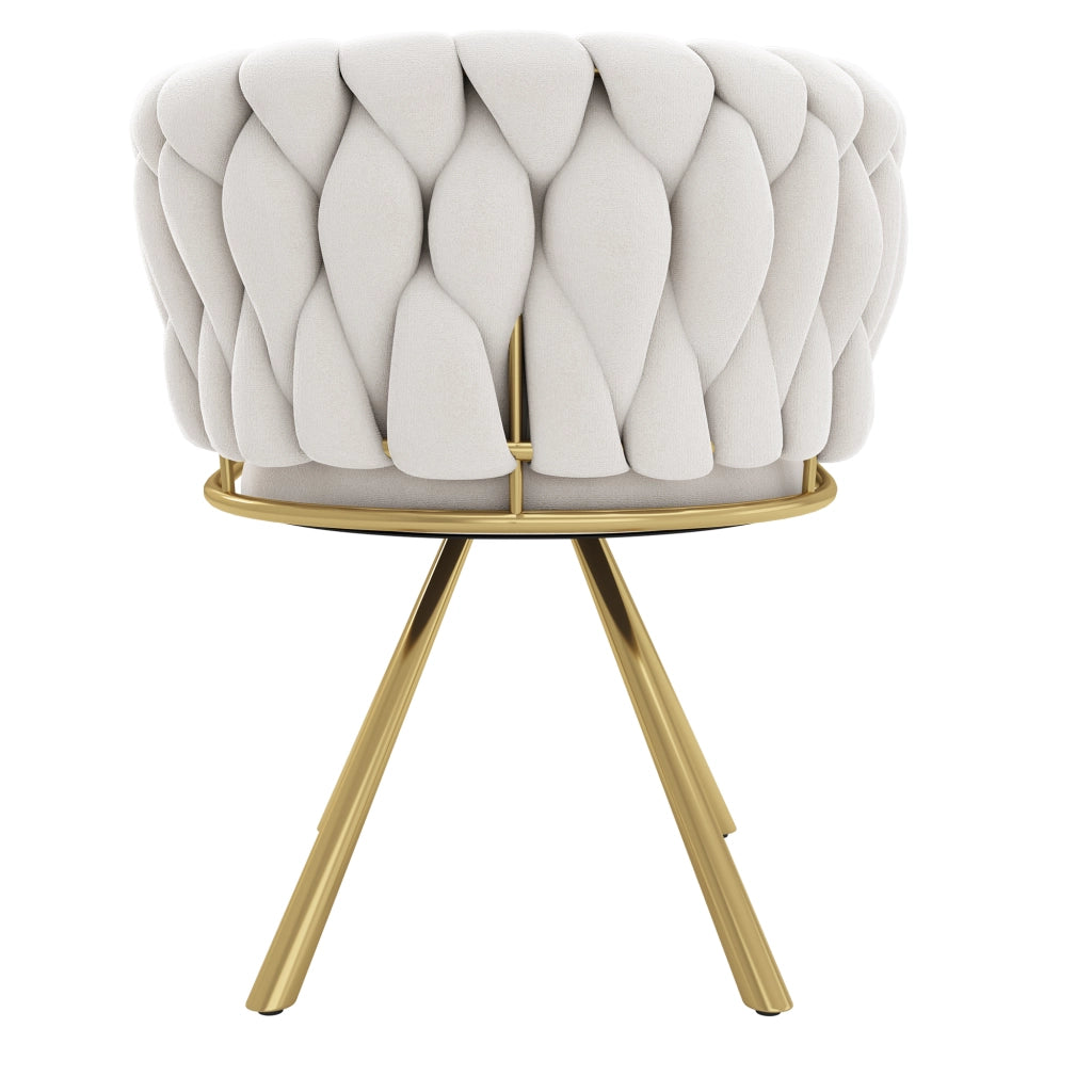 Sedia da sala da pranzo girevole in velluto set da 2 con schienale ergonomico e struttura in acciaio beige e oro