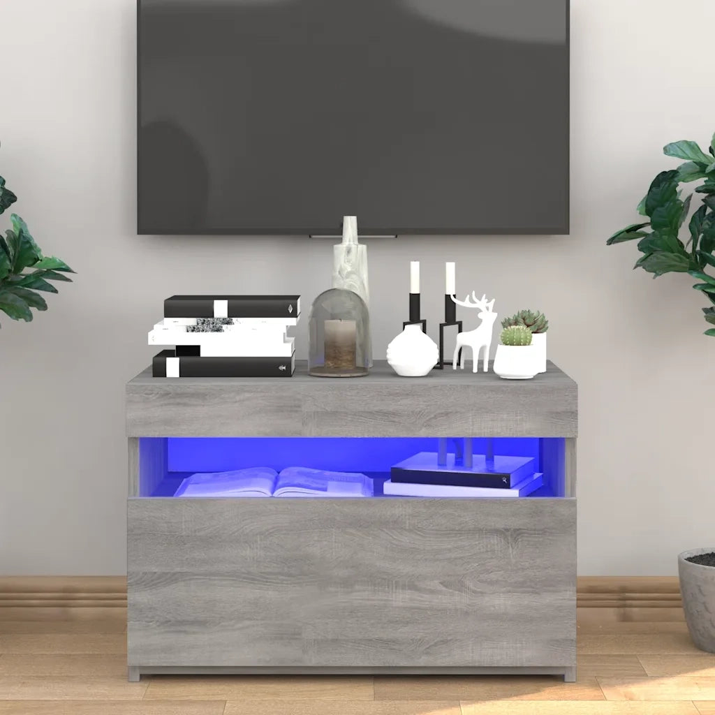 Mobile TV | Armadietto TV | Mobile Porta TV con Luci LED Grigio Sonoma 60x35x40 cm