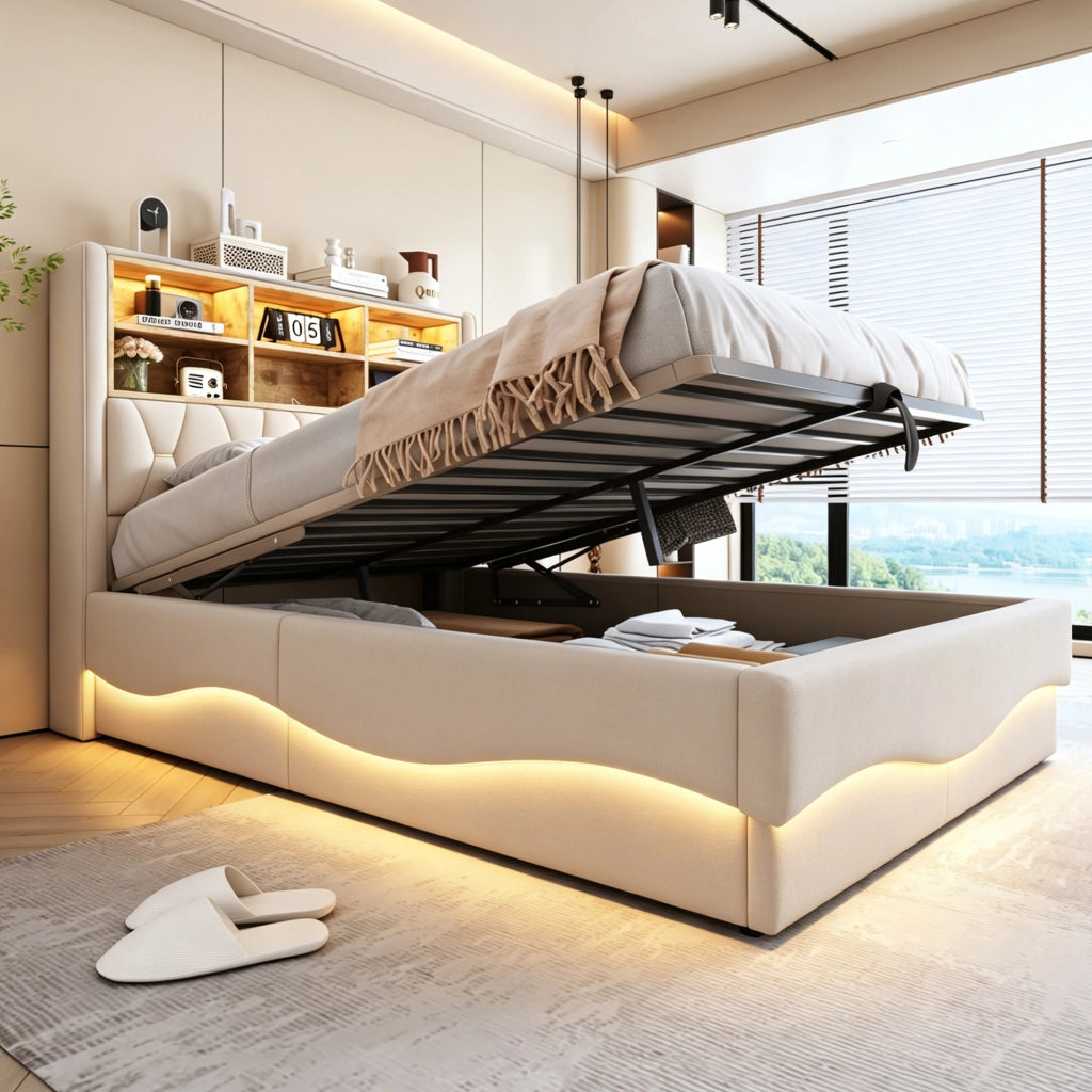 letto imbottito ferro beige 140 x 200 cm