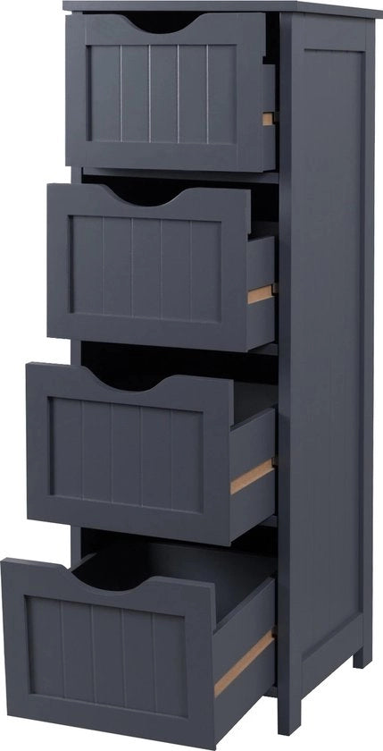 Cassettiere per bagno in piedi - 4 ante - 30x30x81cm - colore grigio