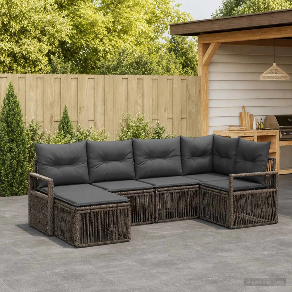 Set Divano da Giardino 6 pz Grigio polyrattan 3435779