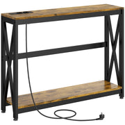 Console industriale a 2 livelli con prese ¨C zephmum ¨C 100x24x75 marrone