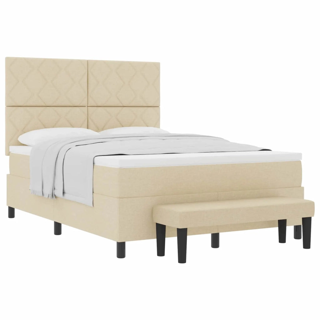 Letto a molle con materasso Crema 160 x 200 cm Tessuto