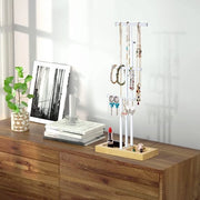 Display per orecchini - organizzatore per pendenti - stand per orecchini da appendere - 88 fori & 4 livelli - metallo legno display per orecchini