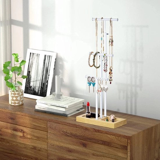 Display per orecchini - organizzatore per pendenti - stand per orecchini da appendere - 88 fori & 4 livelli - metallo legno display per orecchini