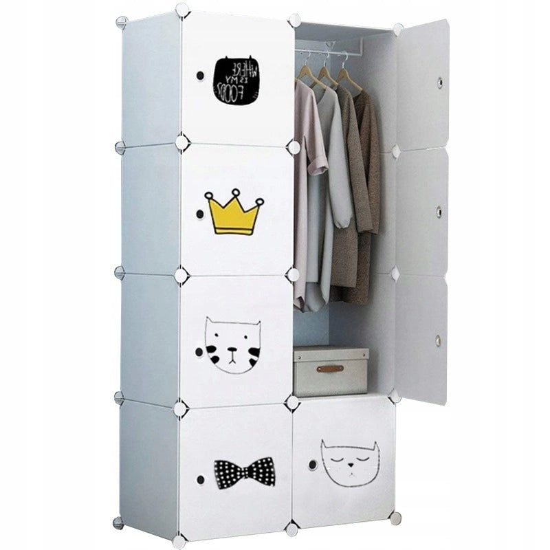 Guardaroba componibile da 147x72x37 cm, bianco e funzionale.
