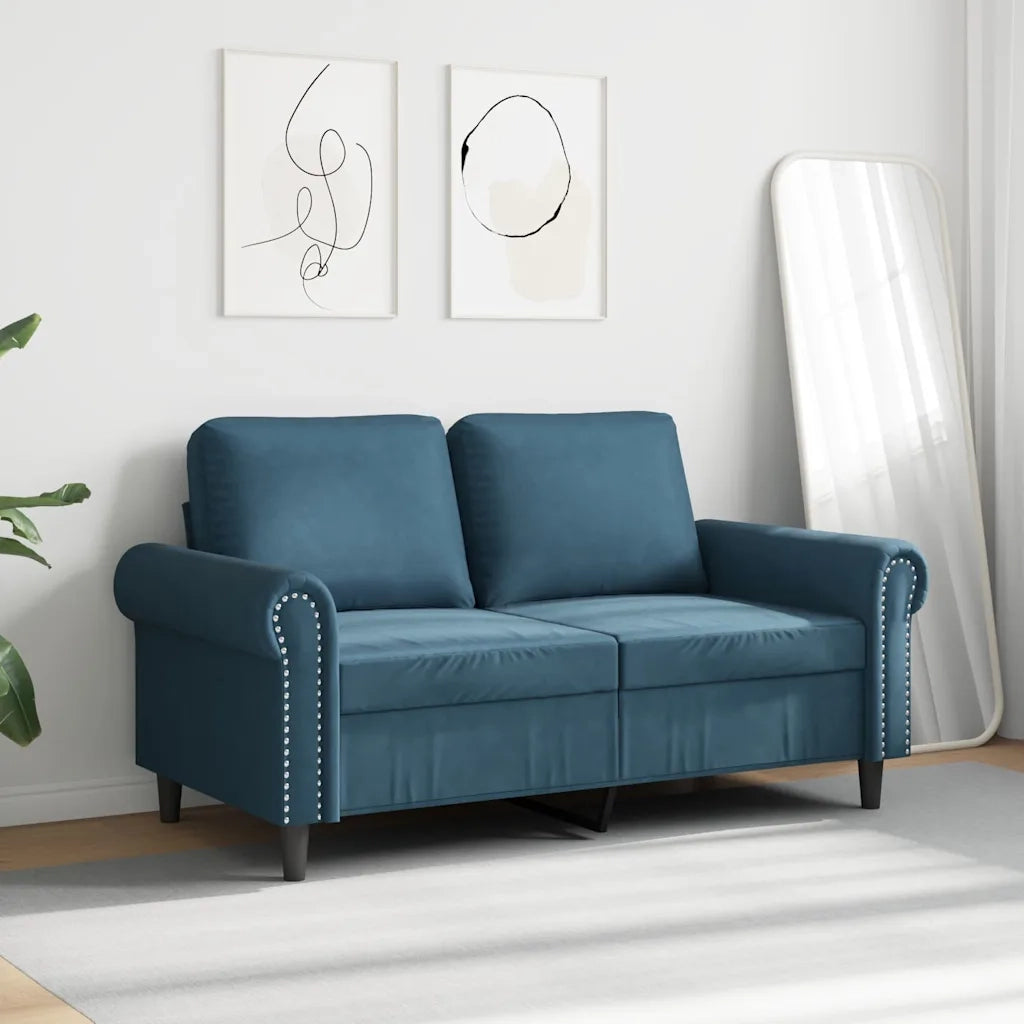 Divano a 2 Posti-Sofa 2 Posti Blu 120 cm in Velluto 448201