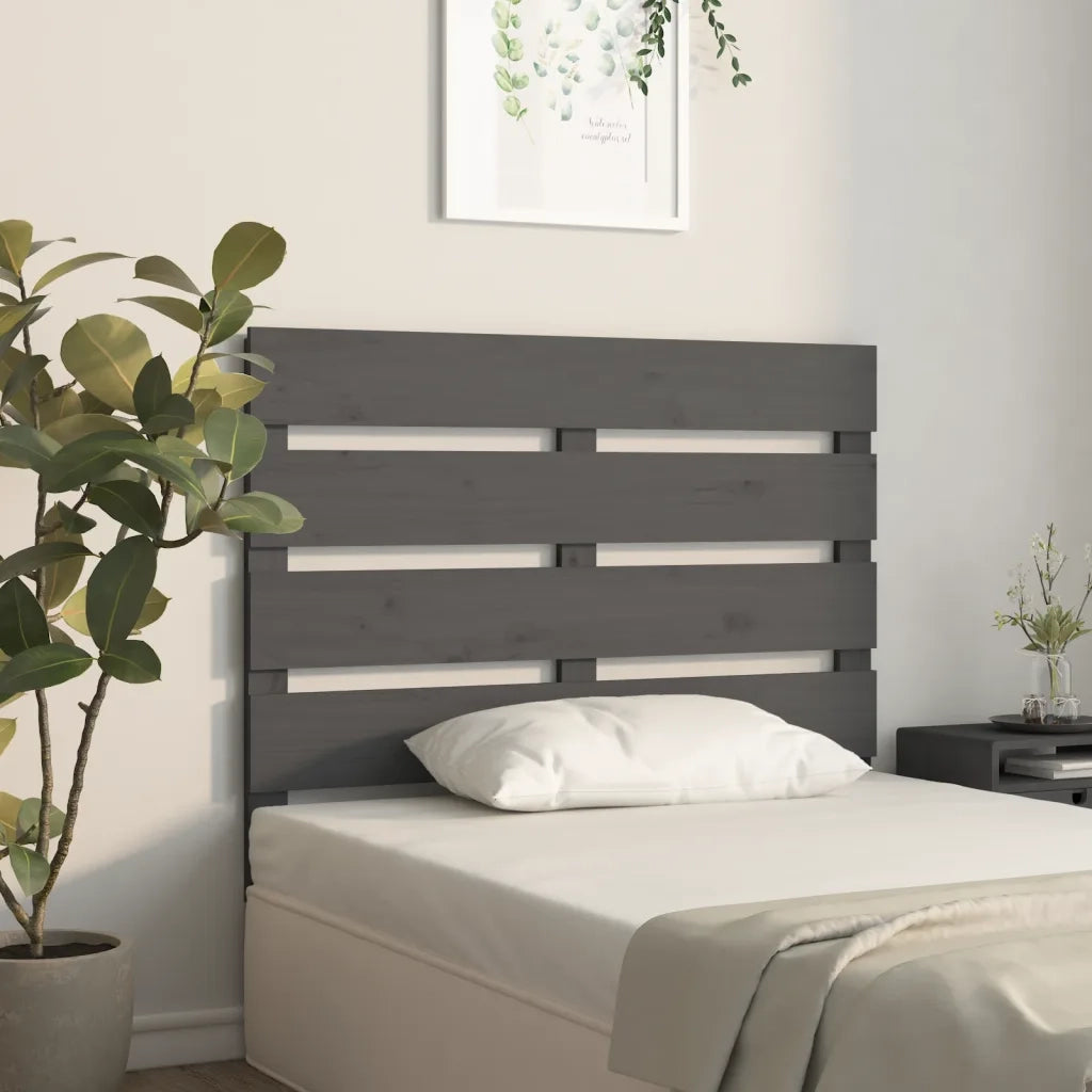 Testiera | Testata per Letto Grigia 100x3x80 cm in Legno Massello di Pino