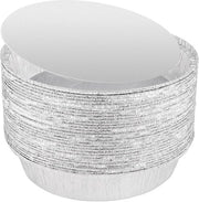 Fogli di Alluminio per Trays Ronde - 100 pezzi - Resistente al Forno - Ideali per la Congelazione - Materiale Riciclato - Forma a Ciotola