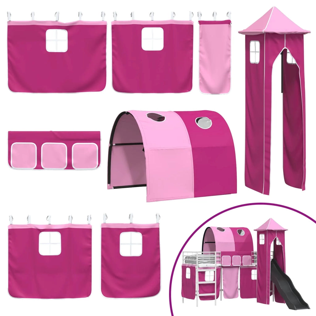 Struttura del letto loft per Bambini | Letto Infantile | Lettino Bianco e Rosa 75 x 190 cm