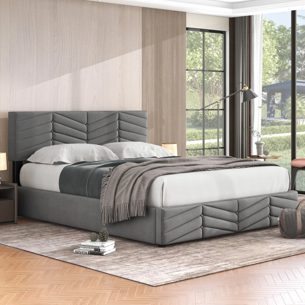 letto imbottito velluto grigio 140 x 190 cm