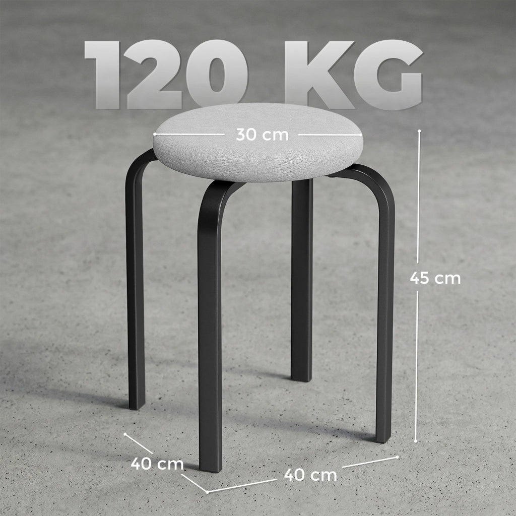 Sgabelli Impilabili con Cuscino ¨C Minimal ¨C Grigio, Set di 4