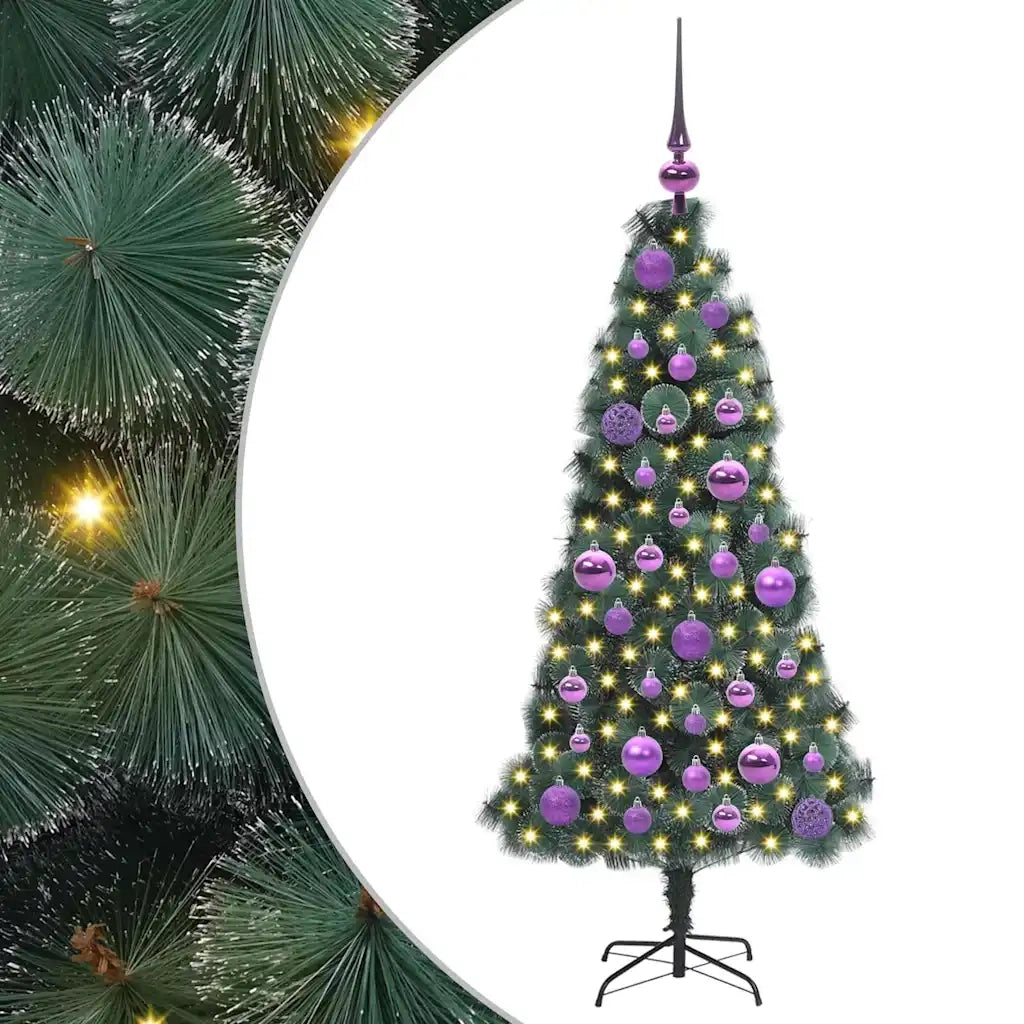 Albero di Natale | Decorazioni natalizie artificiale pre-illuminato con set di palle