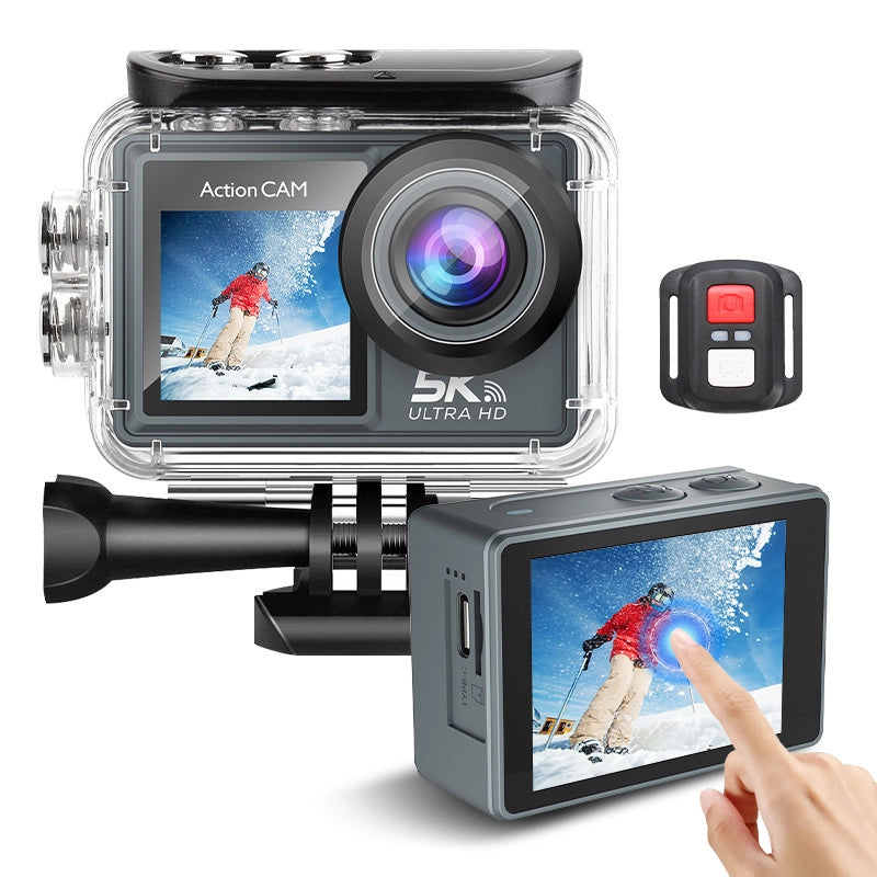 Fotocamera Action M40TR con stabilizzazione WiFi wireless - 5K 30FPS - 128G - Doppio schermo per viaggi e sport -Grigio