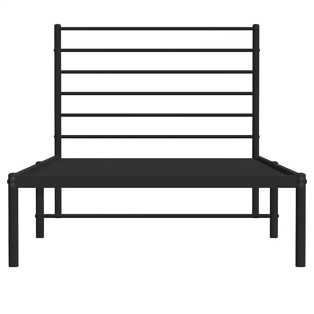 Letto singolo | Letto per adulti | Giroletto con Testiera in Metallo Nero 107x203 cm