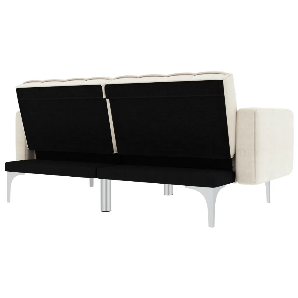 Divano Letto Crema in Tessuto 247216
