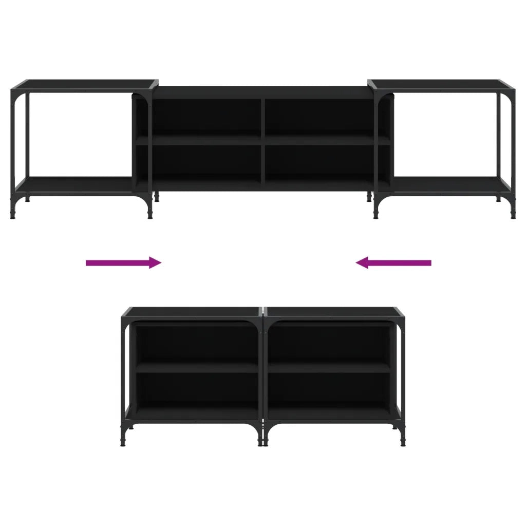Mobile Porta TV-Mobile per TV-Credenza TV Nero 203x37x50 cm in Legno Multistrato