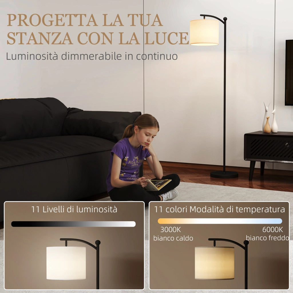 Lampada da Terra LED Dimmerabile con Telecomando ¨C Zephmum ¨C Nero