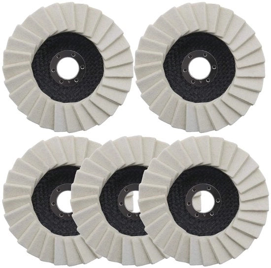 Kit di 5 cerchi di polimento 125mm - Onderlegschijf - Geschikt voor Metaal/Glas - Max RPM 15300 - Duurzaam en Praktisch - Polijstwiel