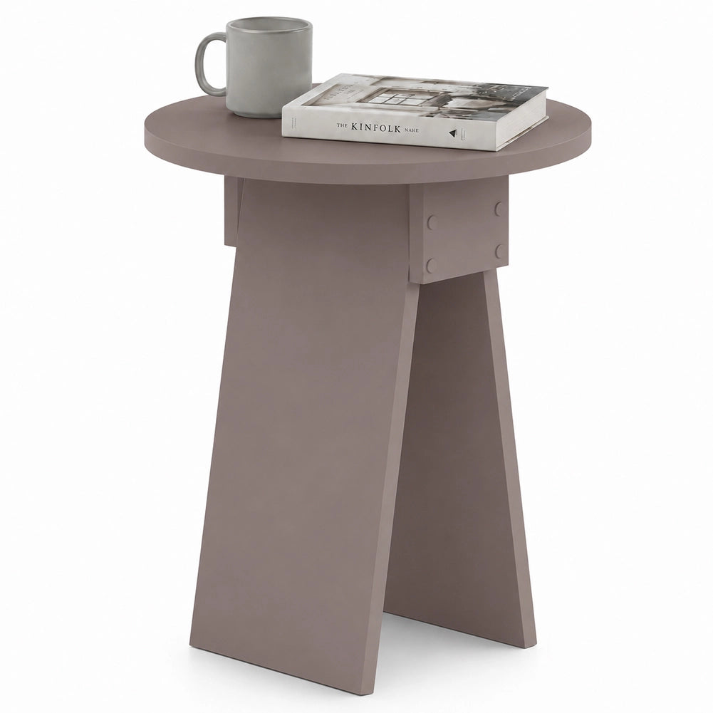 Tavolino Rotondo Moka da Soggiorno Design Minimal Tavolo Comodino 42x23.5x50 cm