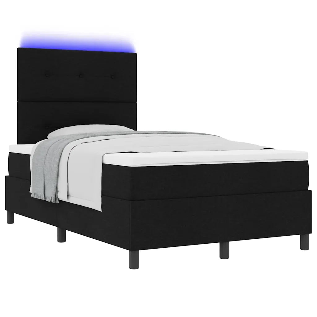 Letto a molle con materasso con led Nero 120 x 190 cm Tessuto