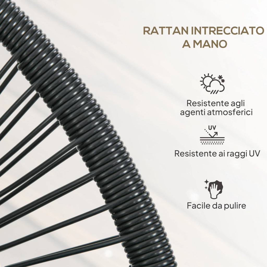 Divano 2 Posti Giardino Polyrattan ¨C Minimal ¨C Nero 132x72x83